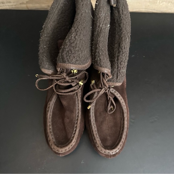 Tommy Hilfiger Brown Zaria Boots Suede Wedge Bootie Womens Size 10 Fold Over - Picture 7 of 11